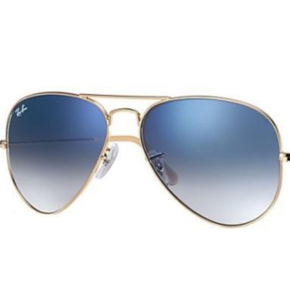 RAY BAN Aviator Sunglass Gold Frame Gradient Blue main image 5